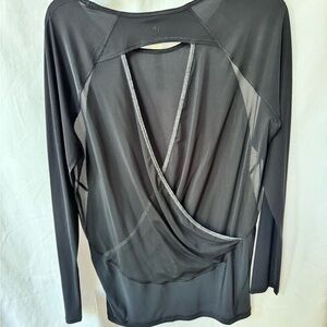 Lululemon If You're Lucky LS Black Mesh Back Top Size 6 NWT GORGEOUS